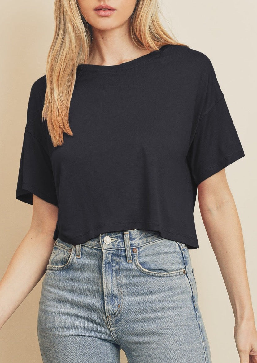 Everyday Cropped Tee | Dark Navy