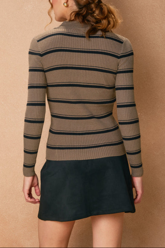 In Session Stripe Top | Mocha + Black