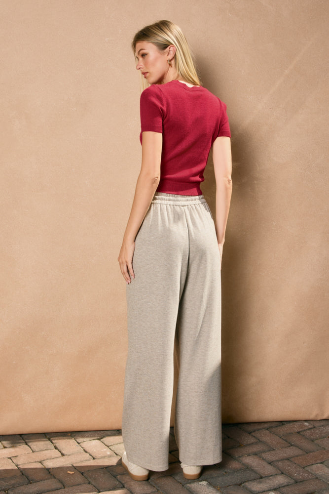 Wide Leg Sweat Pants | Beige