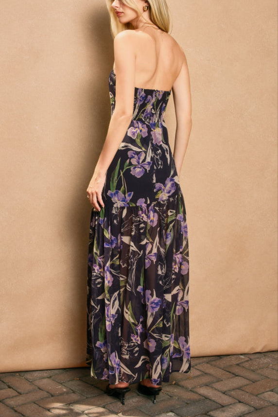 Midnight Iris Strapless Dress