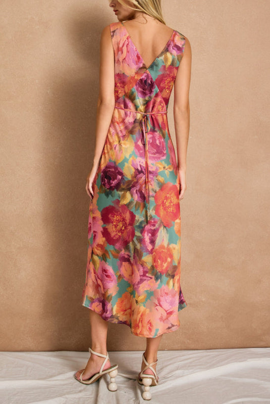 Winter Brights Floral Midi Dress