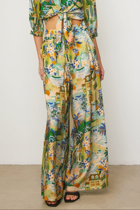 Caribbean Blues Wide Leg Pants
