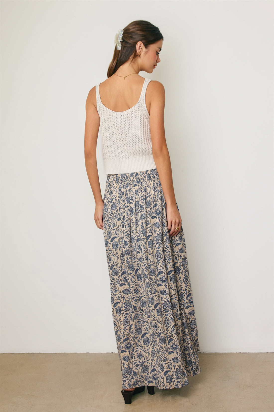 Vintage Blue Paisley Maxi Skirt