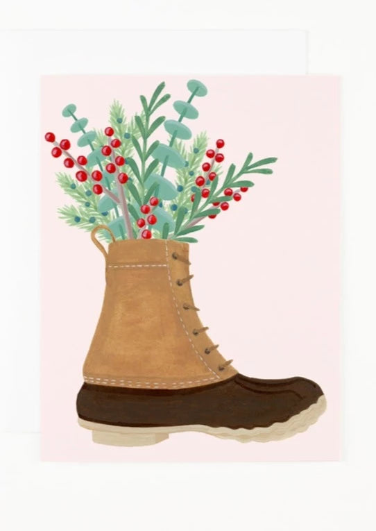 Duck Boot with Sprigs Card