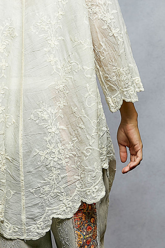 Blush Hour Embroidered Blouse | Natural