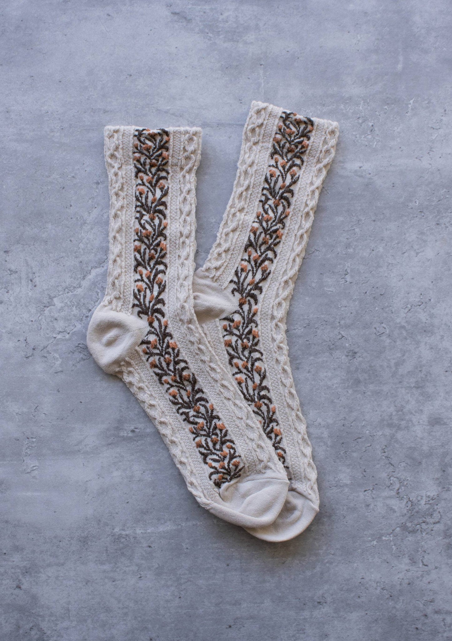 Vintage Vines Crew Socks | Oatmeal