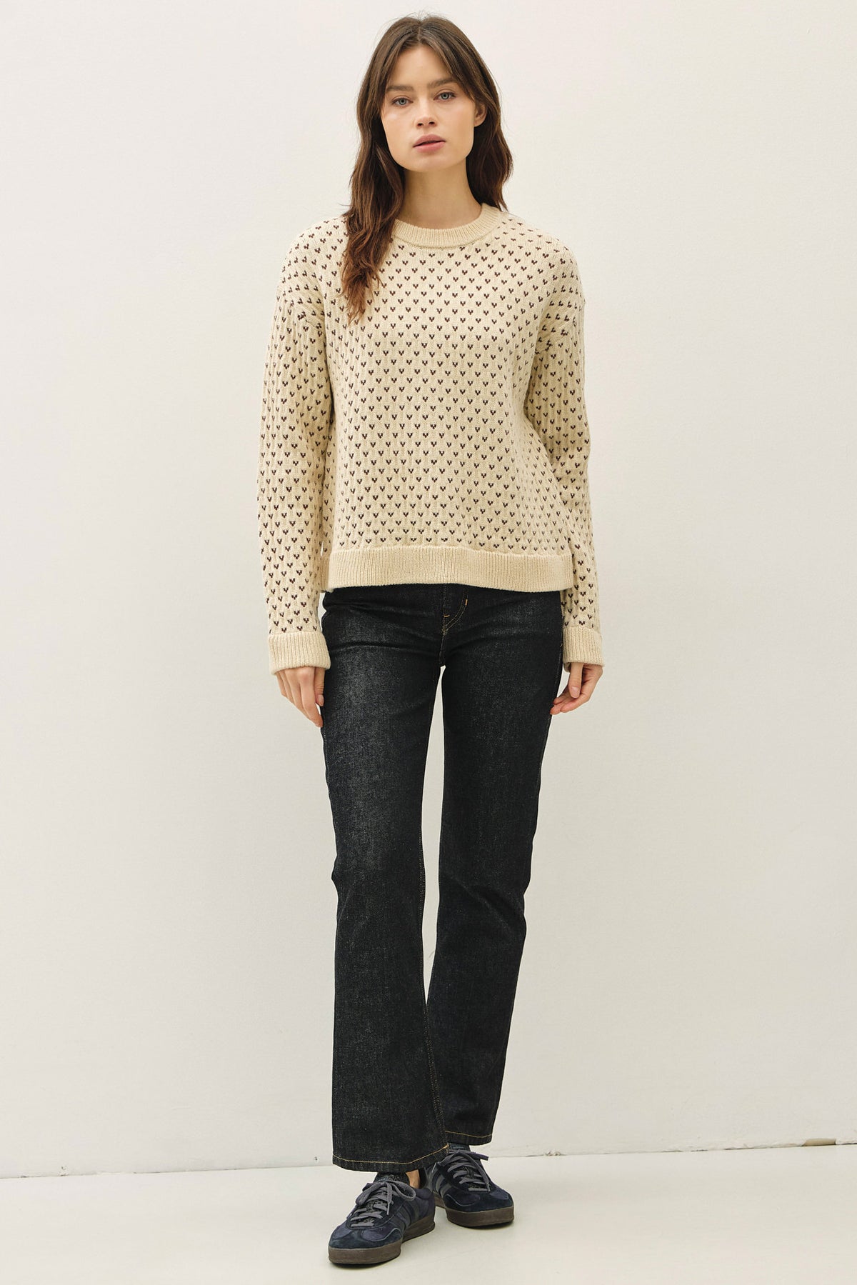 Heart Dot Jaquard Sweater | Ivory