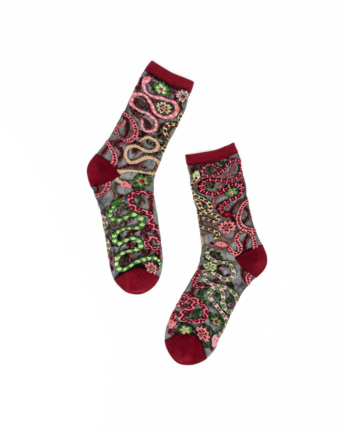 Serpentine Floral Sheer Socks