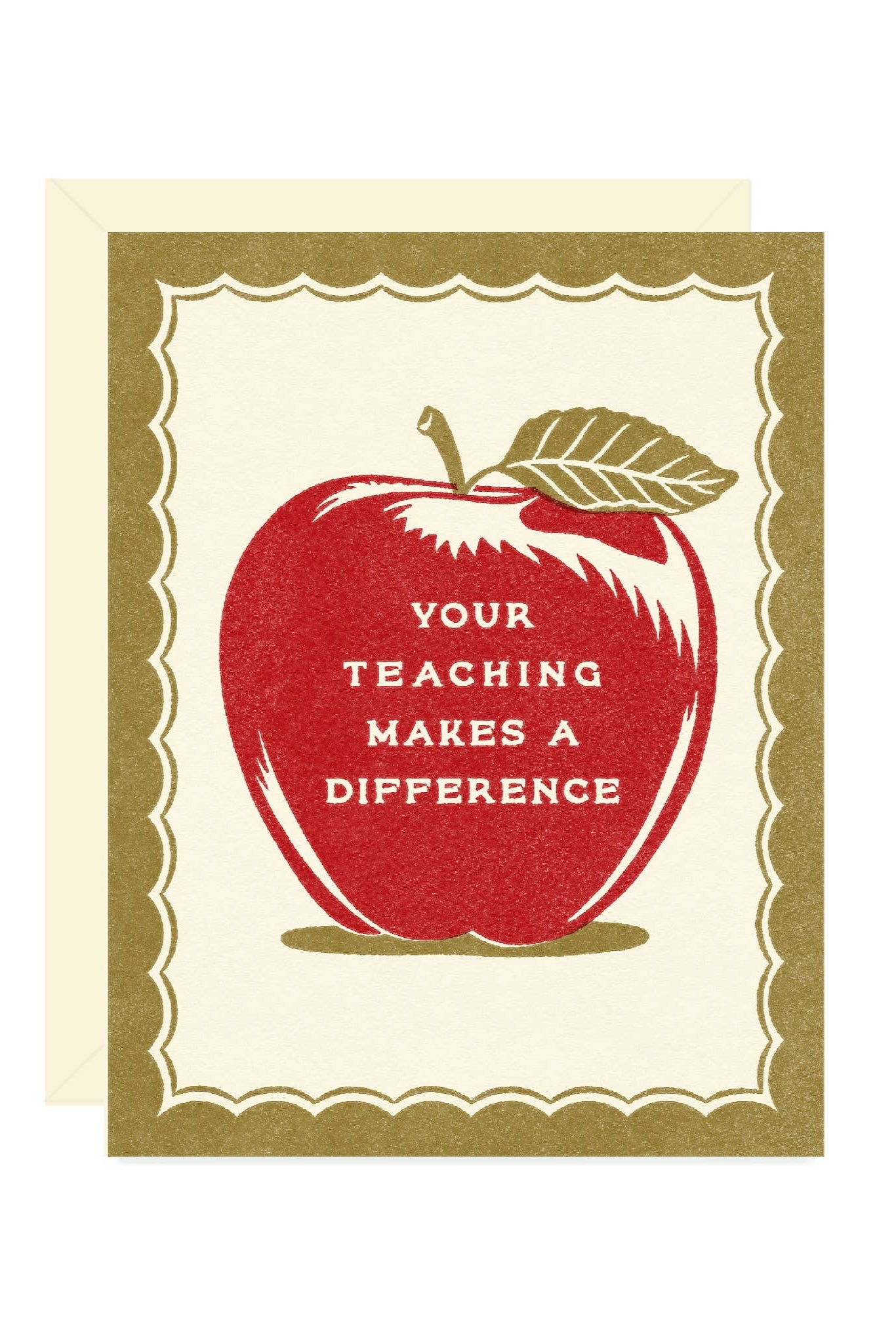 Card with a red apple graphic and text 'Your Teaching Makes a Difference' on a white background