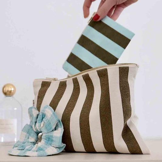 Marie Coin Purse | Aqua + Olive