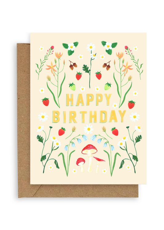 Flora Fauna Happy Birthday Card