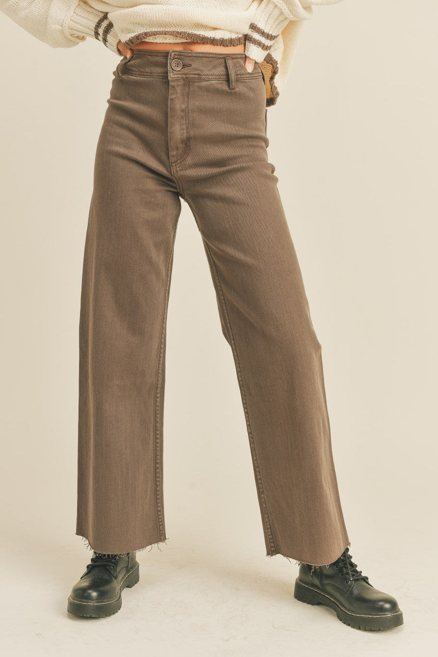 Straight Wide Leg Pants | Brown