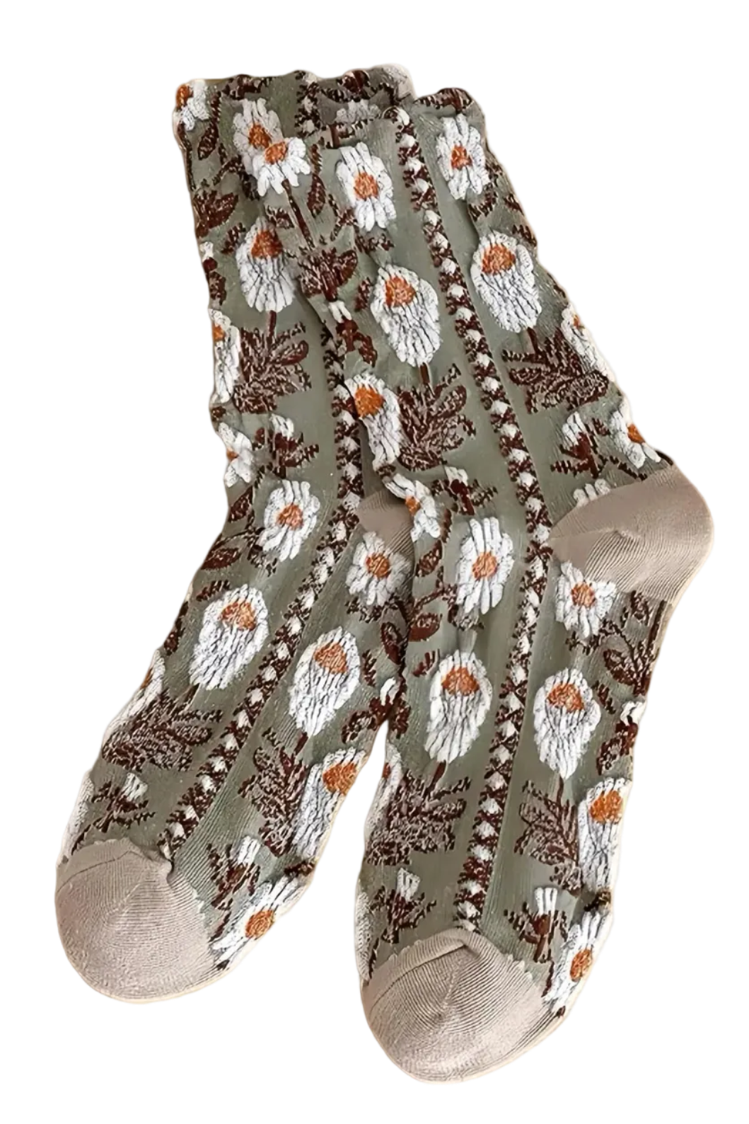 Vintage Embossed Crew Socks | Green