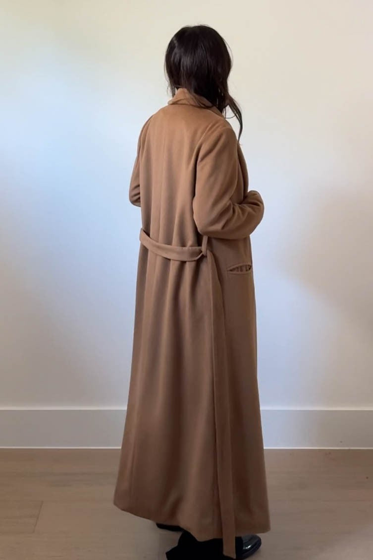 Wool Blend Slim Coat | Camel