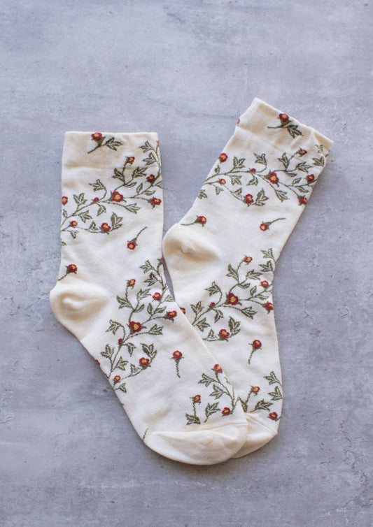 Lana Floral Socks | Cream