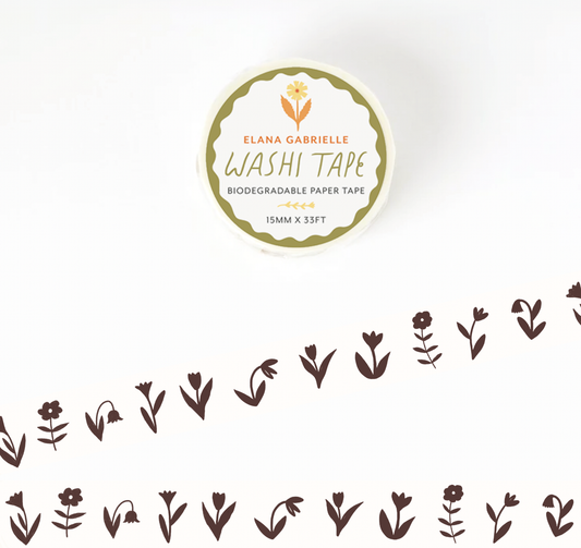 Washi Tape | Brown Flowers