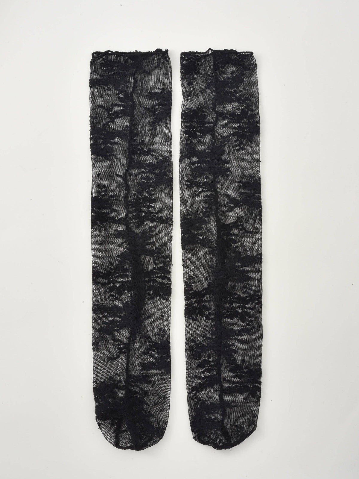 Sheer Lace Crew Socks | Black