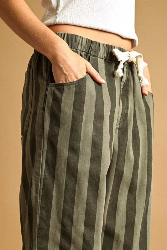 Summer Stripe Pants | Olive