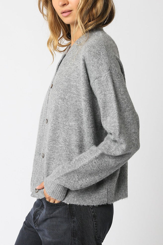 Caught A Vibe Button Up Cardigan | Grey