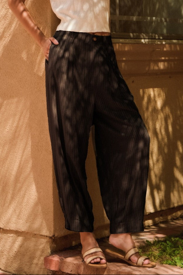 Pinstripe Linen Blend Trousers
