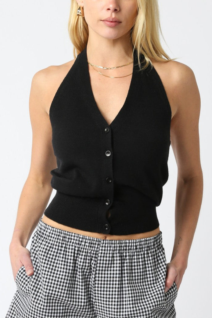 Knit Halter Vest | Black