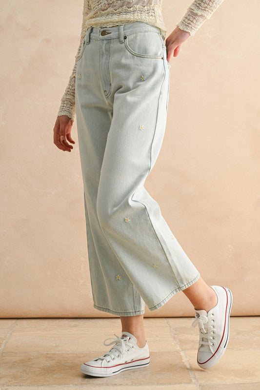 Daisy Embroidered Denim
