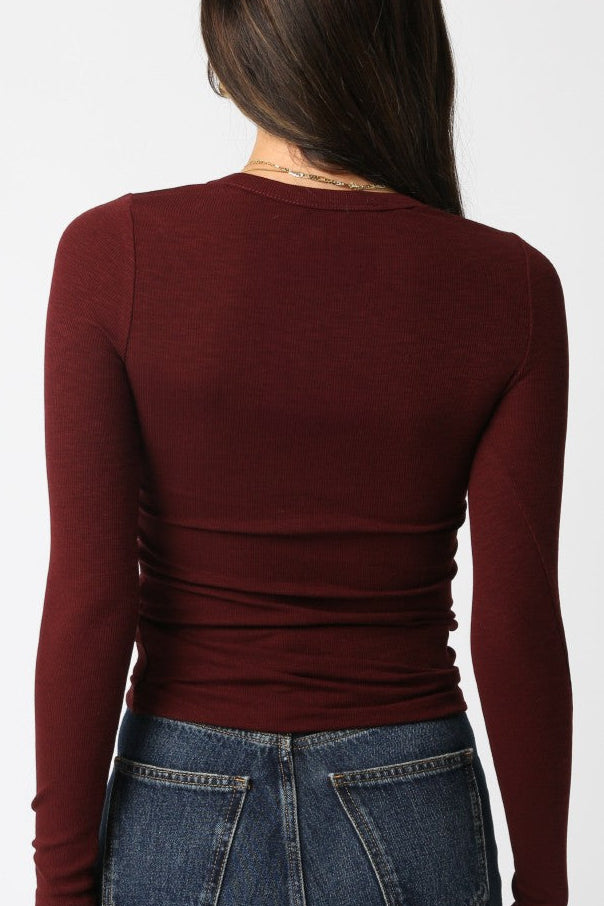 Basic Long Sleeve Tee | Wine