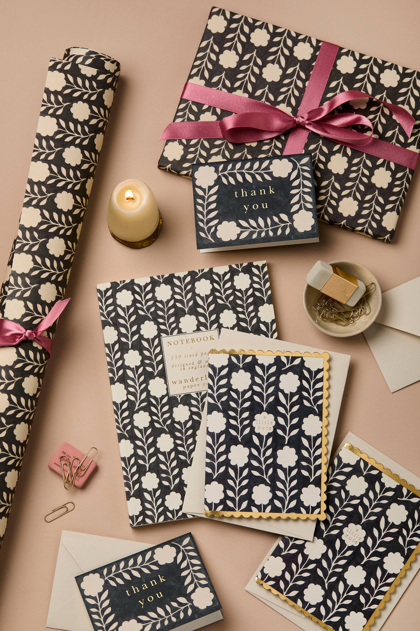 Ink Flora Rolled Gift Wrap