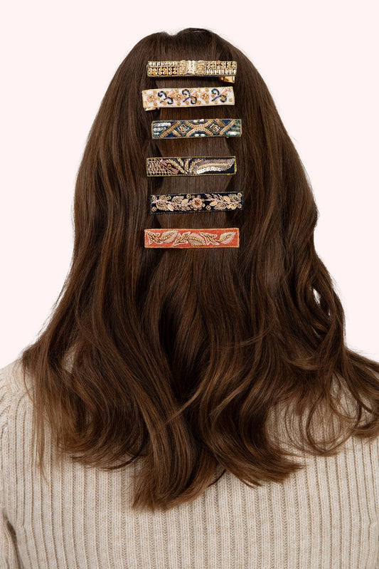 Midnight & Champagne Glamour Hair Clips