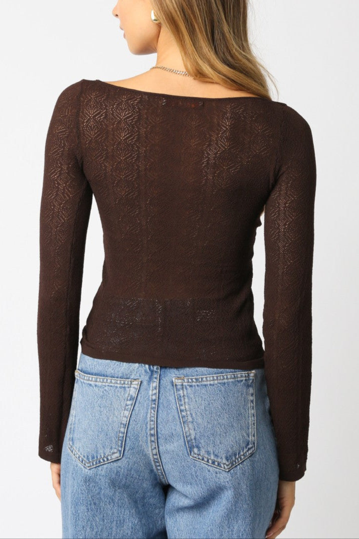 Lightweight Knit Top | Brown