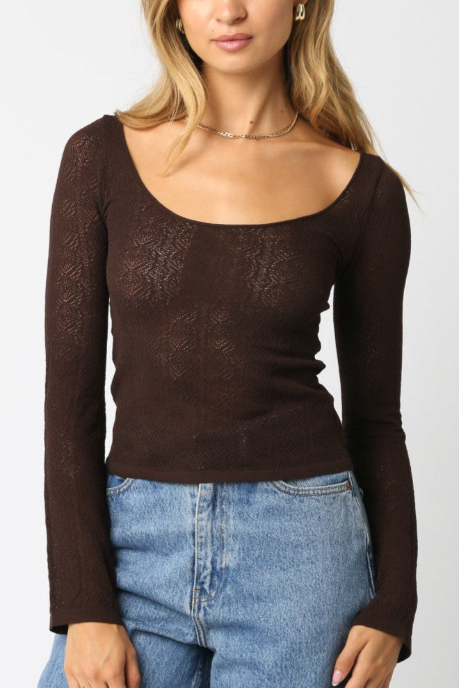 Lightweight Knit Top | Brown