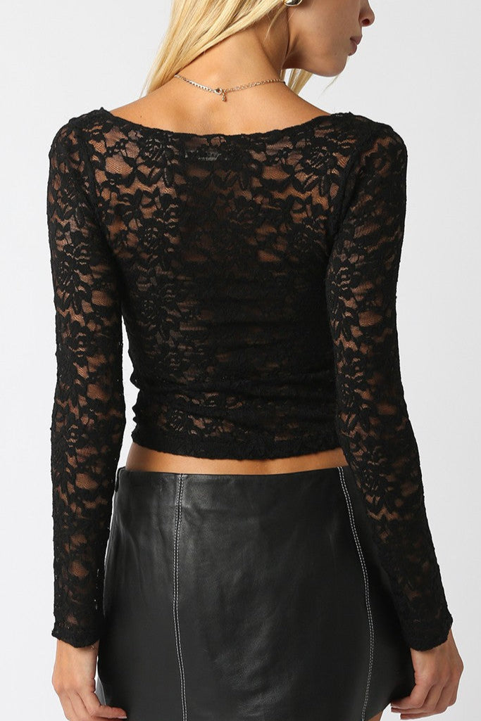 Dentelle Florale Top | Black