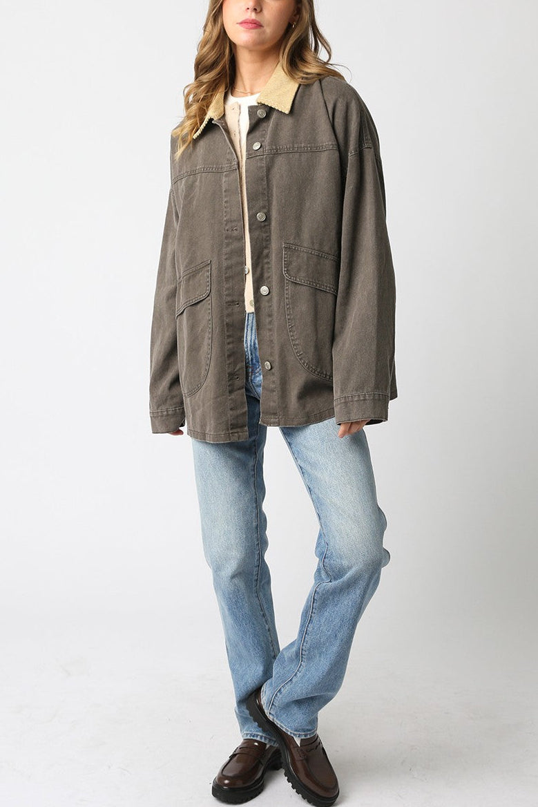 Barn Shacket | Grey Khaki