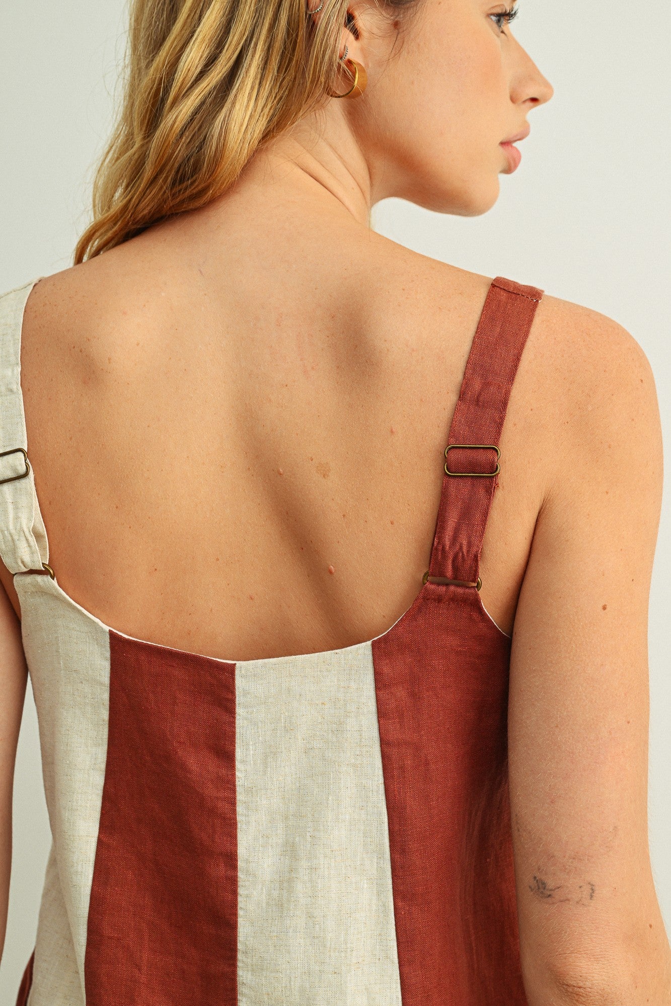 Color Block Linen Mini Dress | Rose Clay + Oatmeal