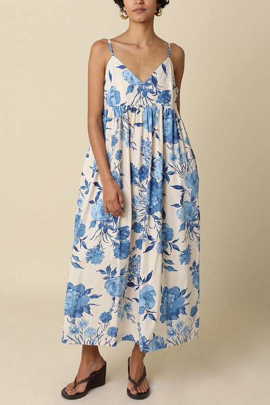 Laila Midi Dress | Blue Floral