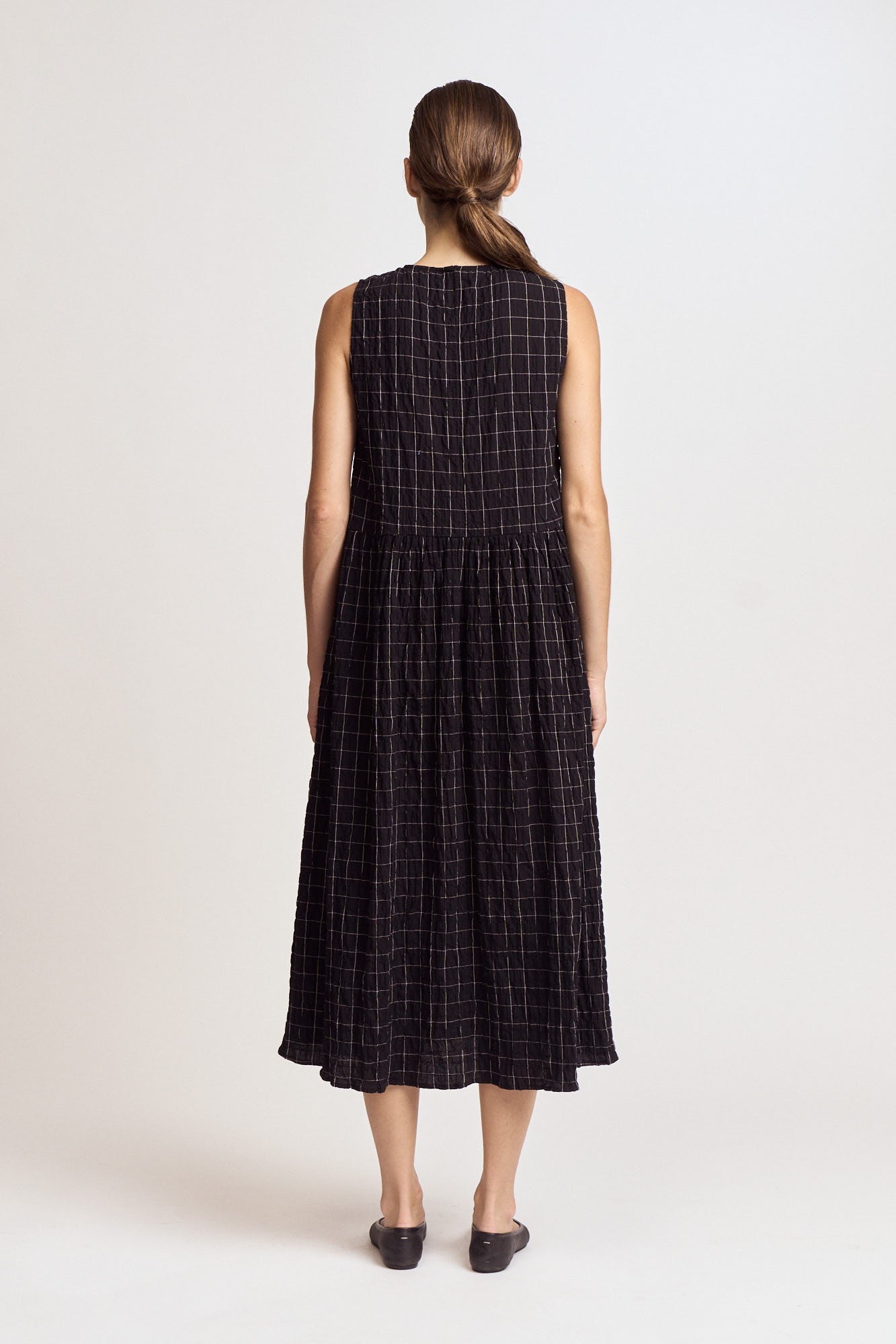 Sundaze Windowpane Midi Dress | Black