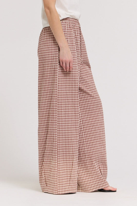 Relaxed Fit Gingham Pants | Dusty Rose