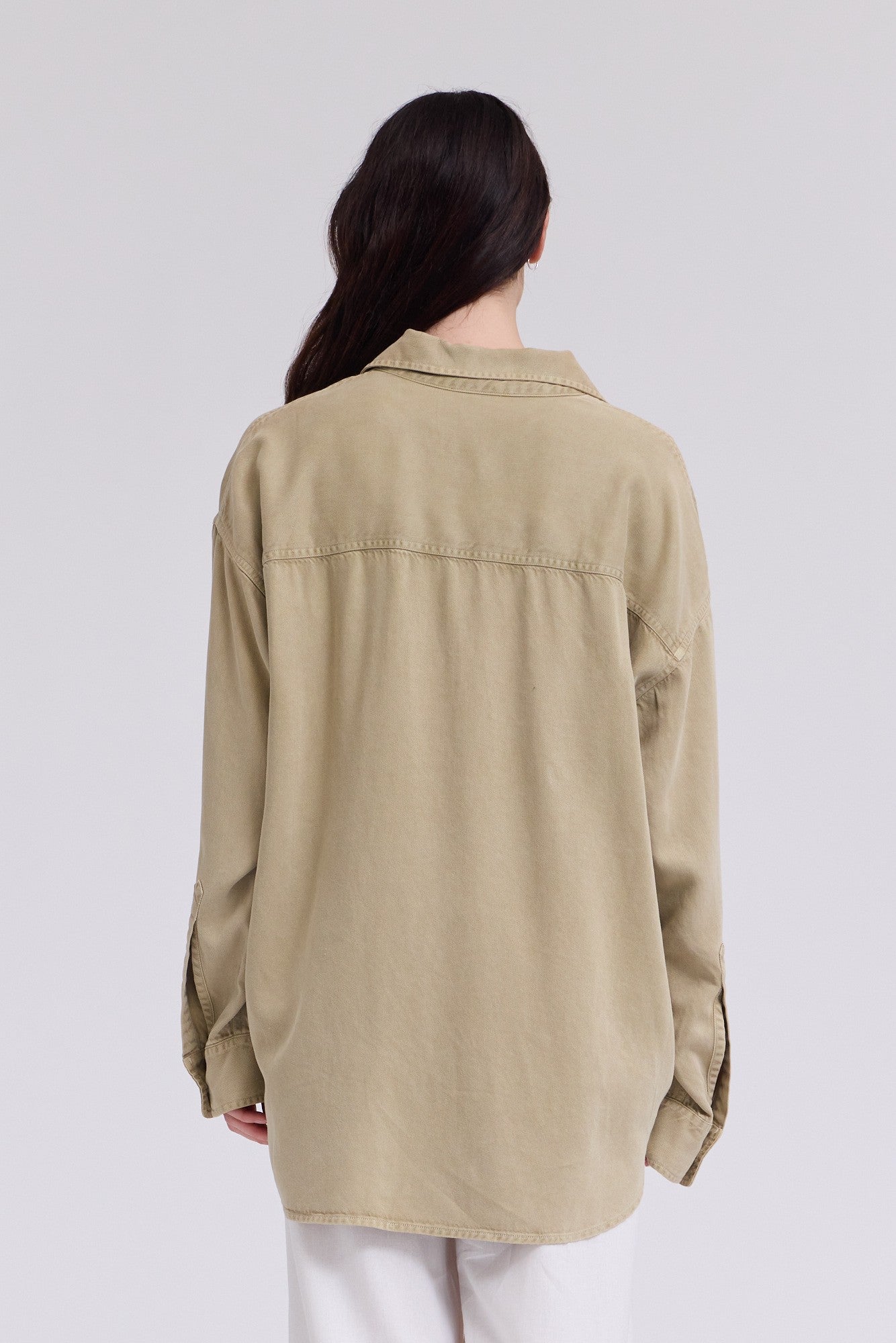 Oversized Tencel Button Up | Moss
