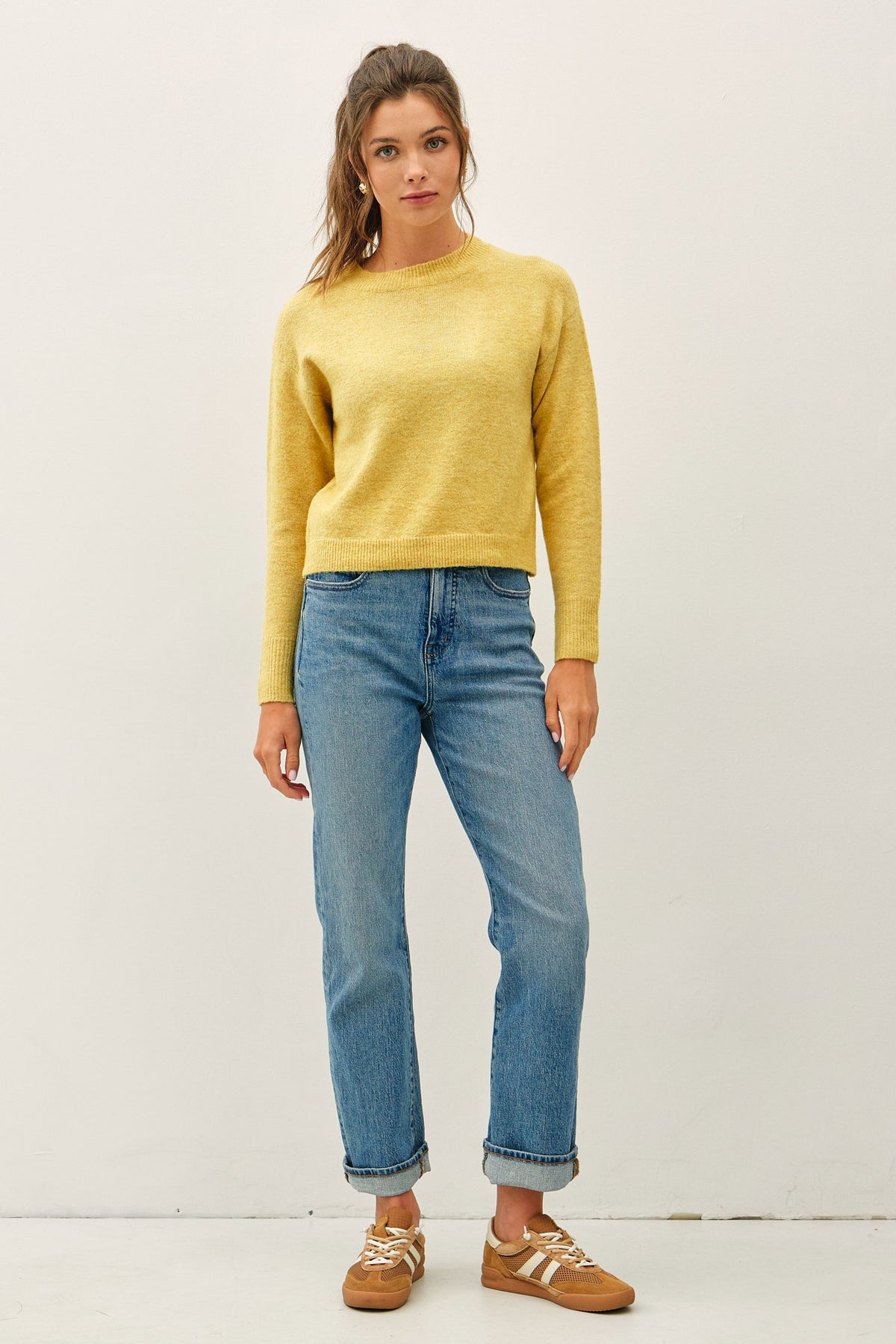 Cozy Cropped Sweater | Mustard