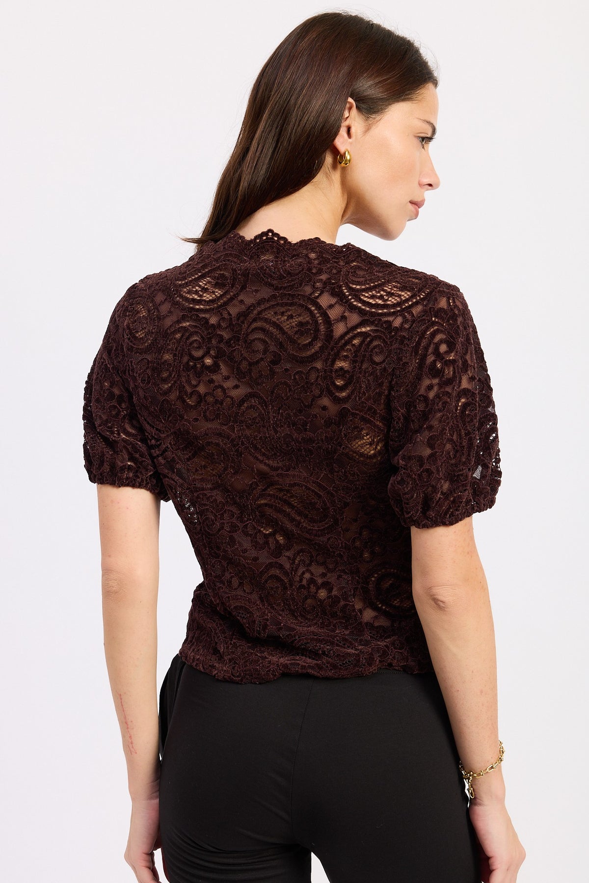Velvet Lace Paisley Top | Wine