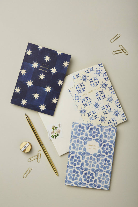 Blue Tile 'Birthday Wishes' Card