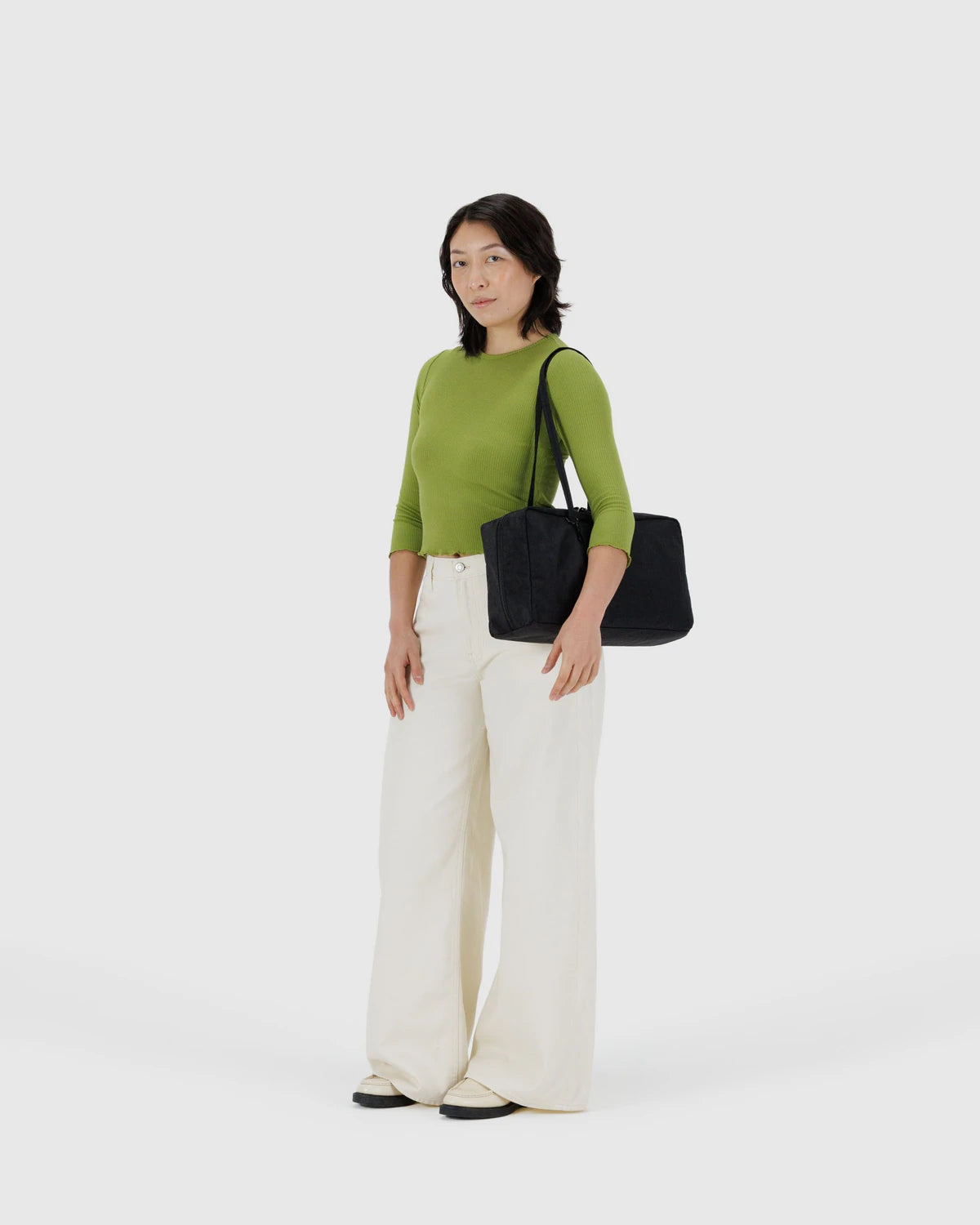 Medium Nylon Bowler Bag | Black