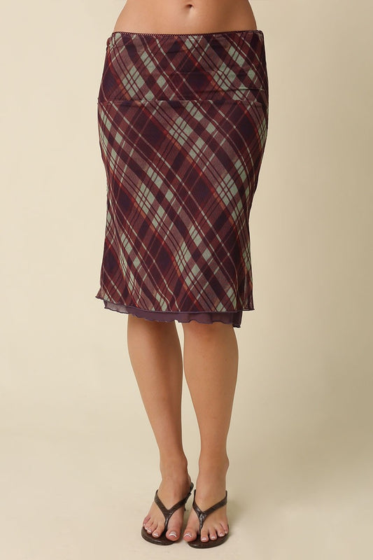 Study Break Plaid Bias Skirt
