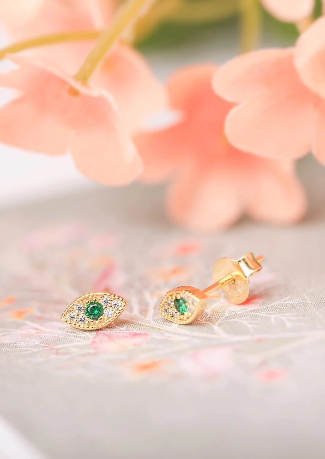 Evil Eye Earrings | Emerald CZ