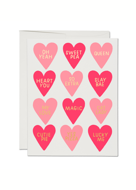 Conversation Hearts Foil Valentine's Card