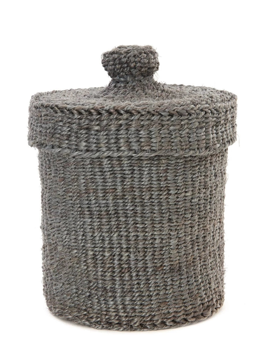 Sisal Lidded Container Basket | Gray