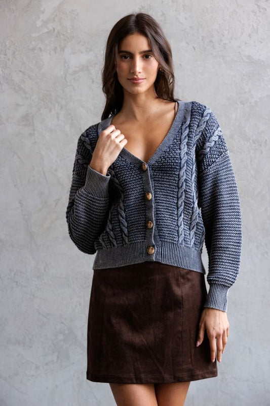 Midnight Cable Knit Cardigan