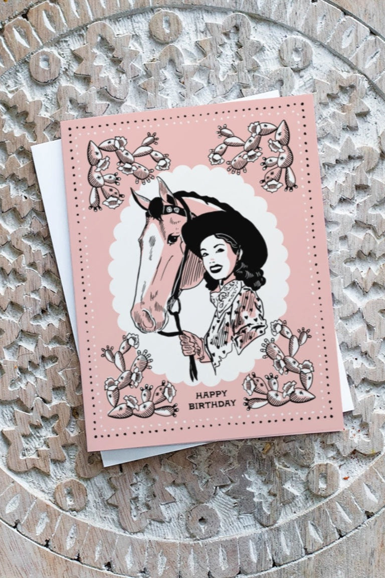Vintage Cowgirl Birthday Card