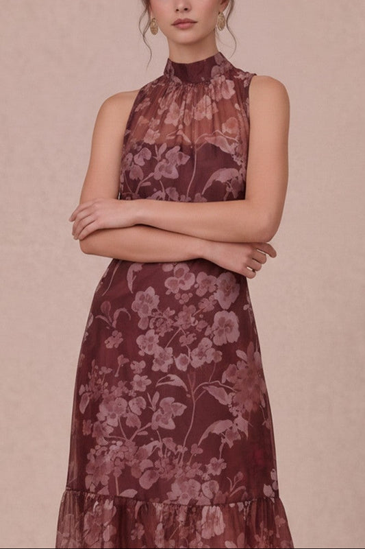 Soft Organza Maxi Dress | Rust