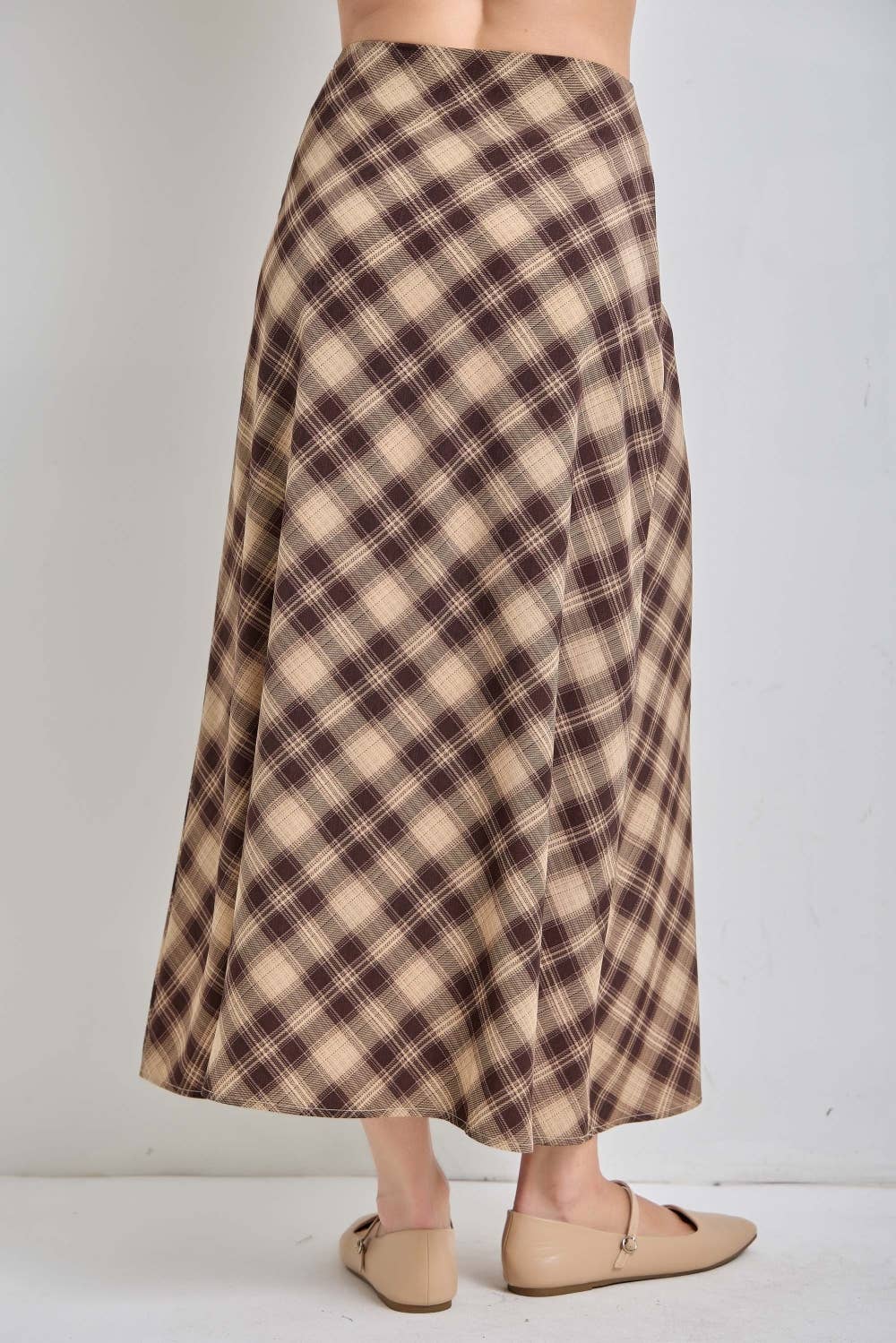 Plaid To The Bone Midi Skirt | Coffee